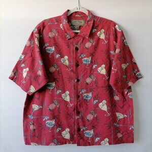 Palm Island Men's Red Short Sleeve Hawaiian Button-Up Shirt Size Large